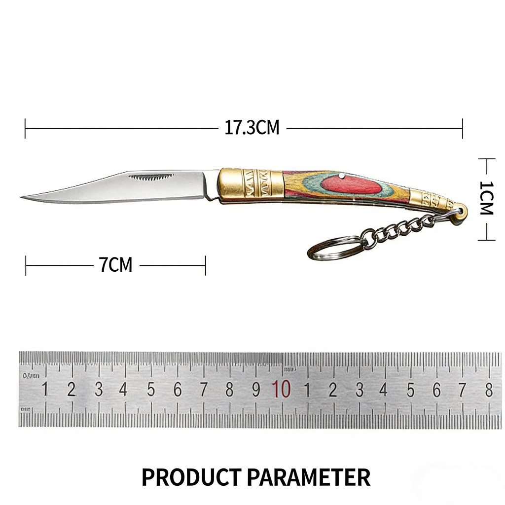 Colorful Wood Portable Folding Knife with Keychain