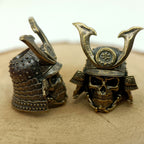 Handcrafted Brass Samurai Skull Lanyard Bead – Paracord/Knife/EDC Keychain Bead