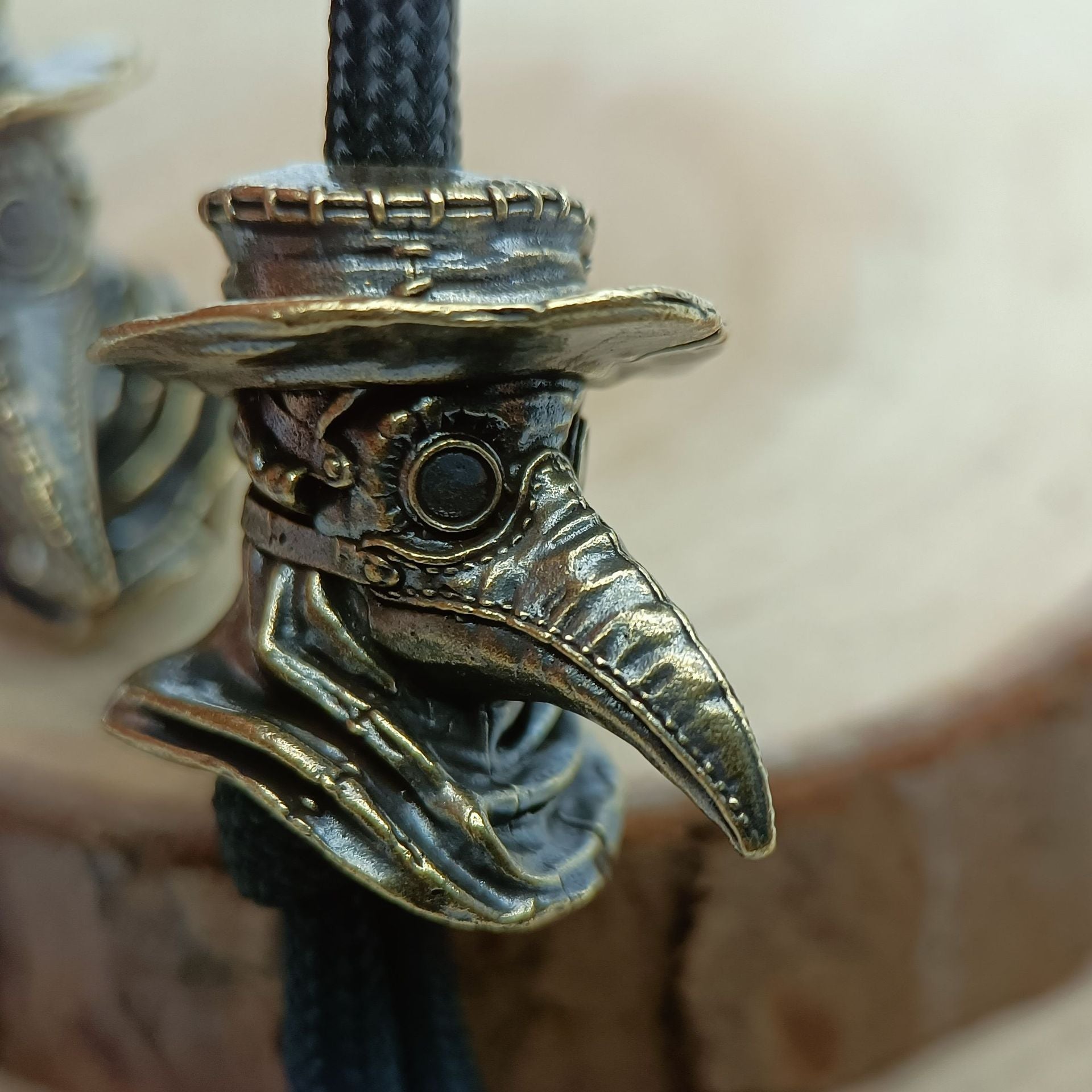 Handcrafted Brass Samurai Skull Lanyard Bead – Paracord/Knife/EDC Keychain Bead