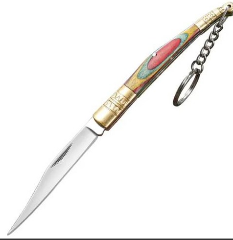 Colorful Wood Portable Folding Knife with Keychain