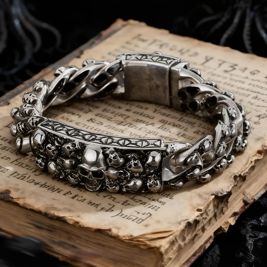 Vintage Handmade Gothic Skull Heavy Bracelet