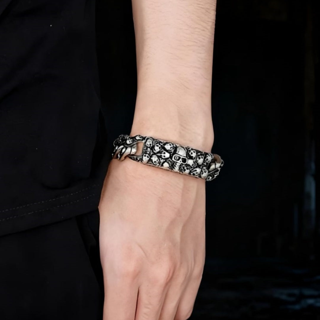 Vintage Handmade Gothic Skull Heavy Bracelet