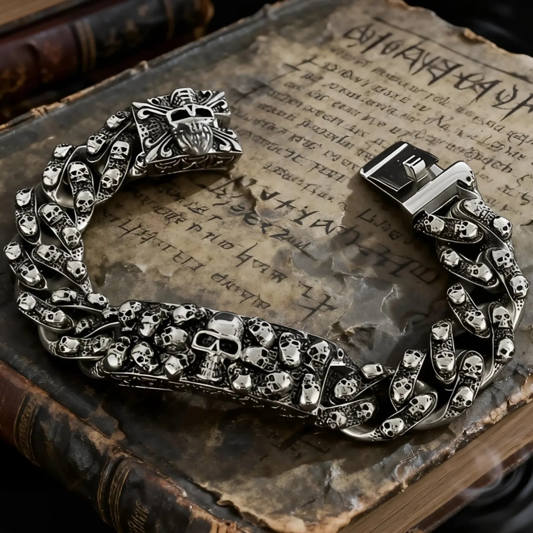 Vintage Handmade Gothic Skull Heavy Bracelet