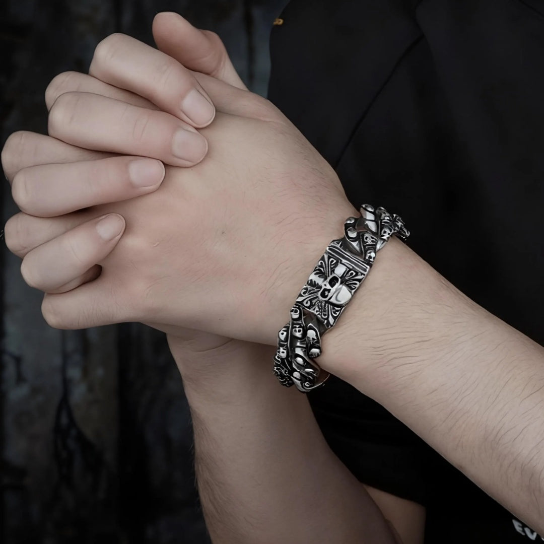 Vintage Handmade Gothic Skull Heavy Bracelet